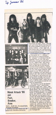 Metal Attack 86 - Ankündigung Tip Januar 86